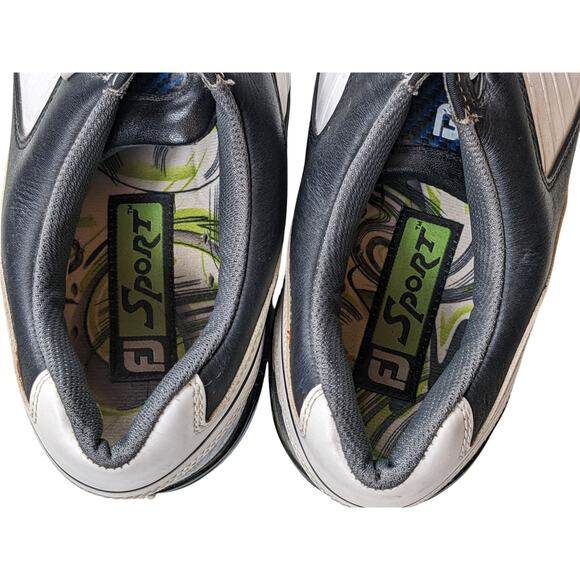 FootJoy Golf Shoes Mens 10.5M White Black Leather Spiked Cleats Flex Zone 53139 main image 4